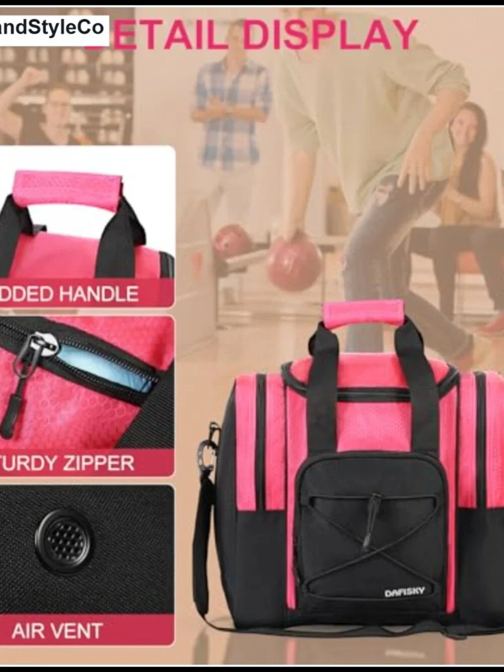 Bowling Ball Bag Tote for 1 Ball & Shoes Padded Holder Adjustable Strap Heavy